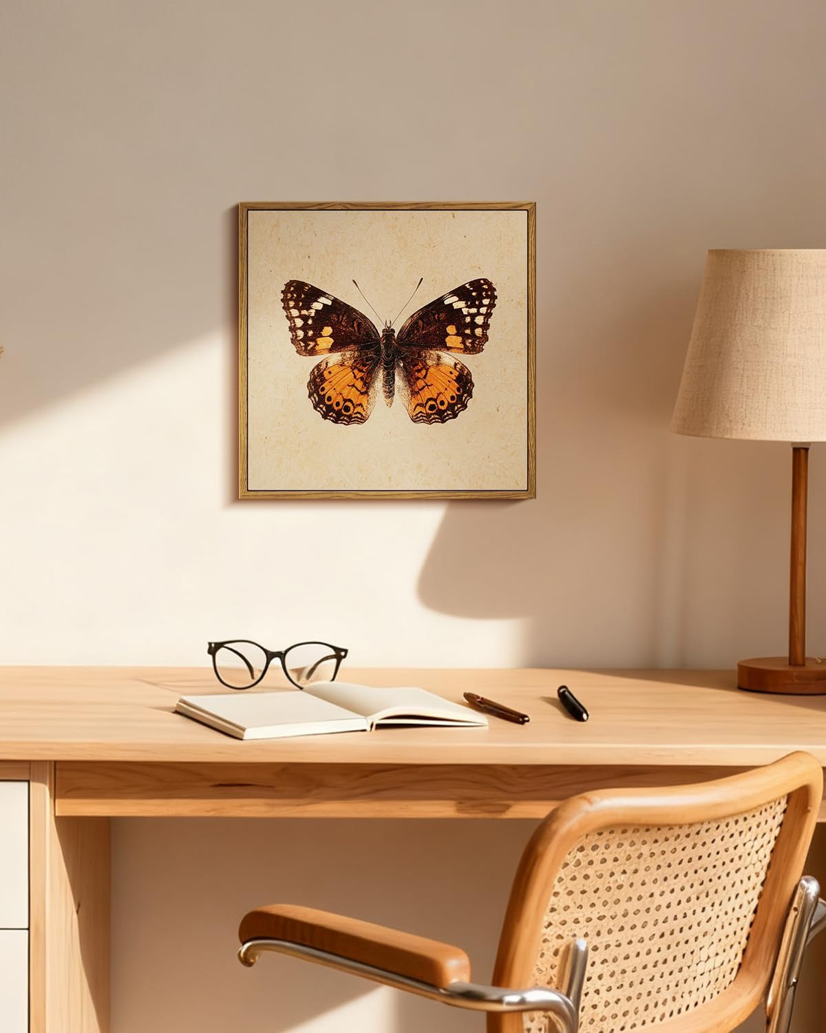 InSimSea Vintage Butterfly Square Canvas Wall Art, Antique Insect Wall Decor Paintings, Cottagecore Moth Artwork Pictures Prints Retro Home Decor for Living Room,Bedroom, Office 12"x12"