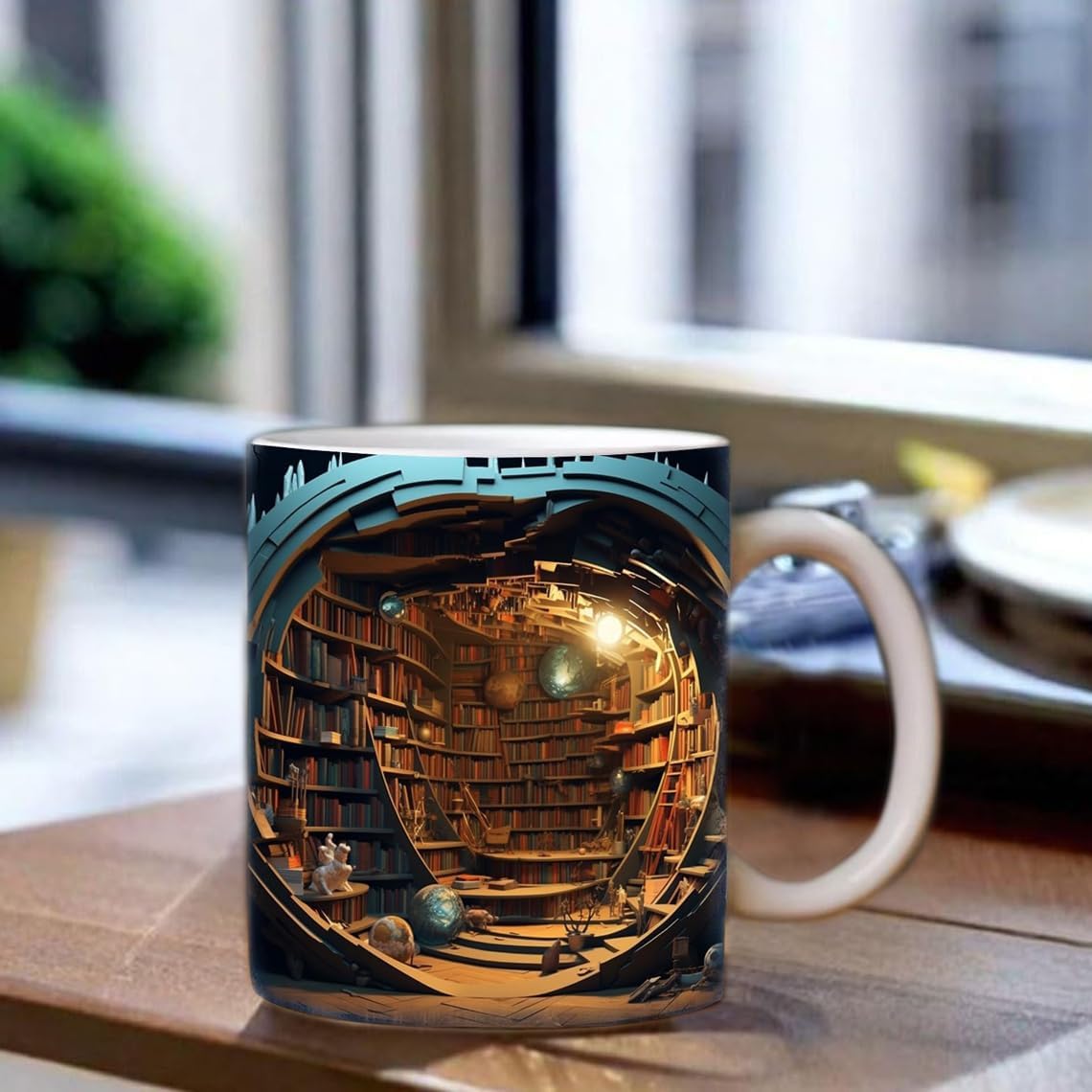 3D Shelf Library Coffee Cup - Librarian Cup Club Gifts for Readers (11oz, Blue)