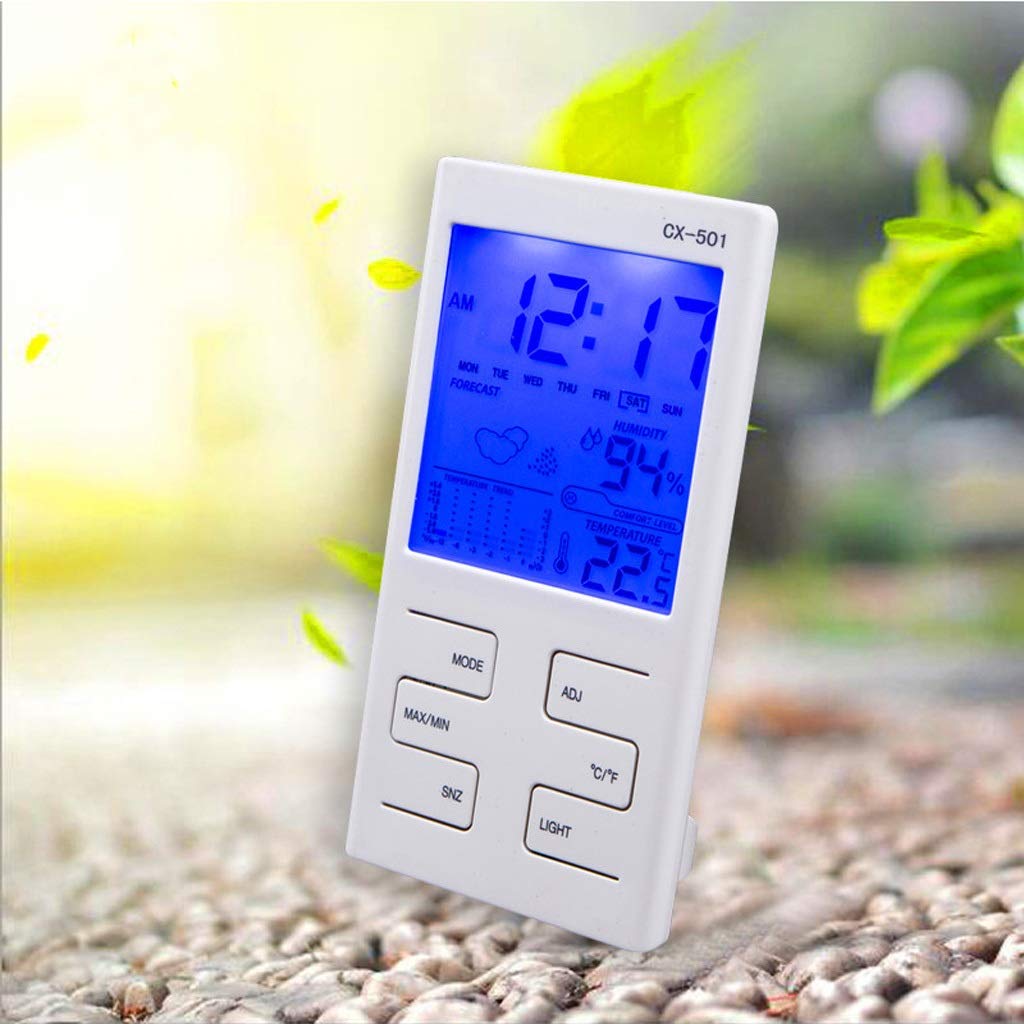 Digital Thermometer Hygrometer LCD Backlight Multifunctional Indoor Temperature Humidity Meter Clock