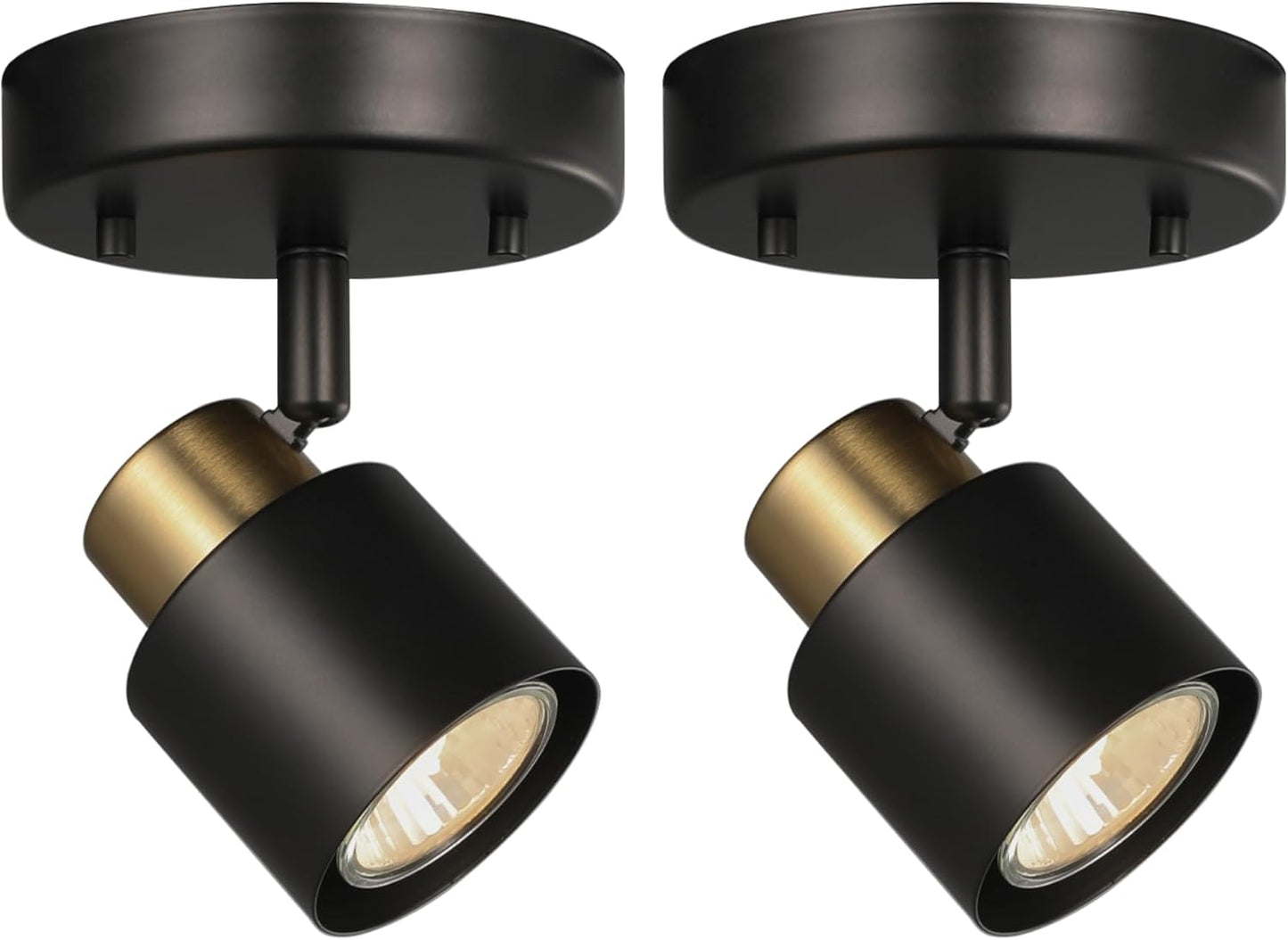 1 Light Track Lighting Kit,2 Packs Matt Black Brass Finish Adjustable Moden Flush Mount Ceiling Spotlight Wall Sconces for Kitchen,Hallway,Living Room Home Improvement
