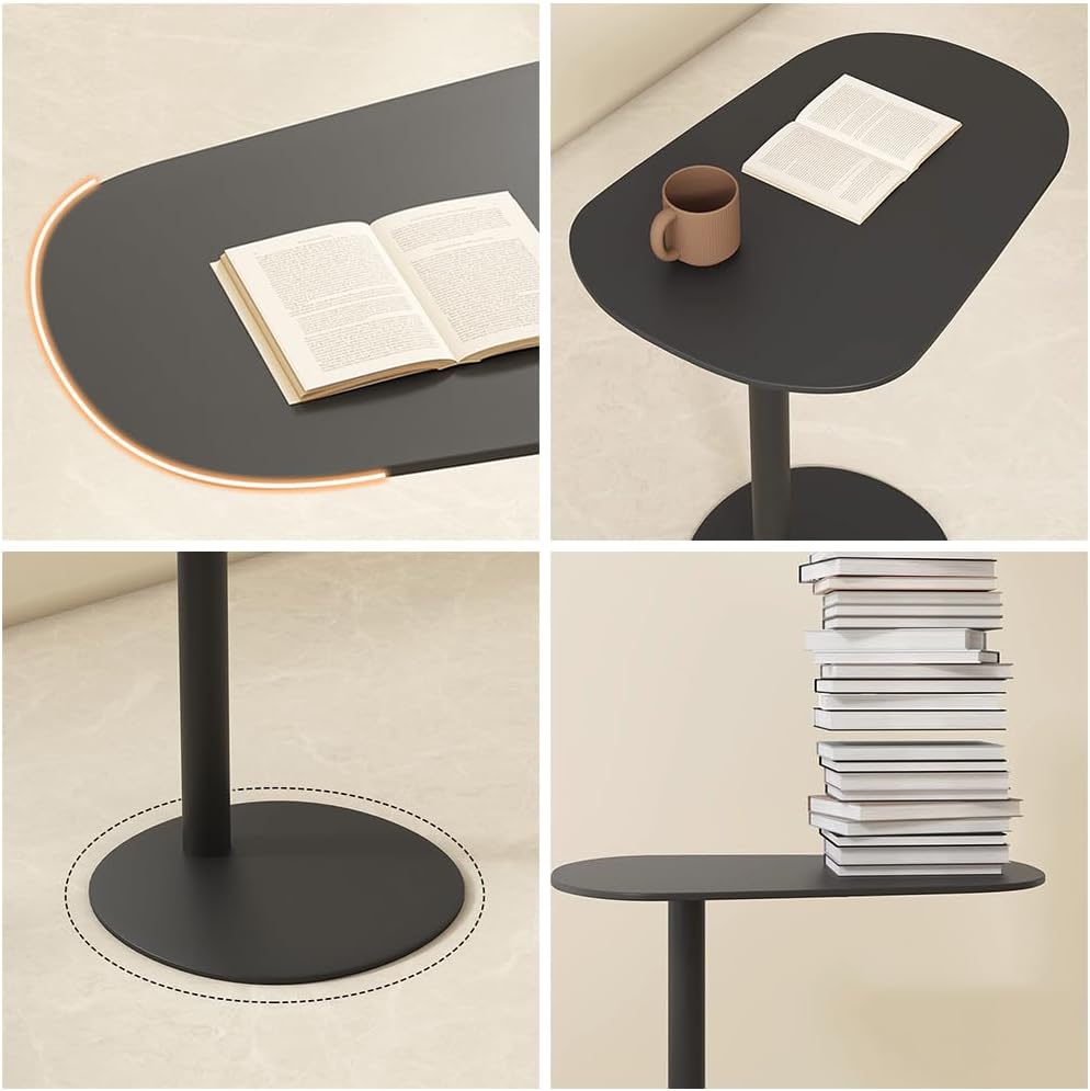 C Shaped Side Table End Coffee Tables, Aesthetics Minimalist Accent Tables, Multifunction Oval Metal Side Tables for Living Room Bedroom Sofa Balcony Couch Patio Yard Garden Indoor & Outdoor