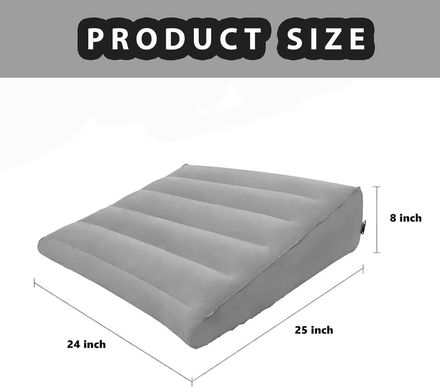 QISHENG Inflatable Wedge Pillow - Lightweight Travel Wedge Pillow for Sleeping, Reading, Camping, Back Pain Relief, Post-Surgery, Snoring and Leg Support, Ideal Sleep Wedge for Adults, Grey