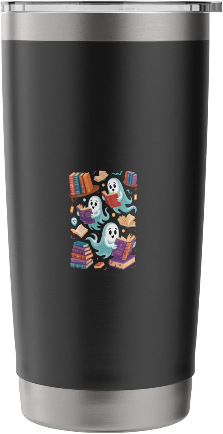 Bookish Ghosts Bookshelf Botanical Scene Stainless Steel Insulated Tumbler