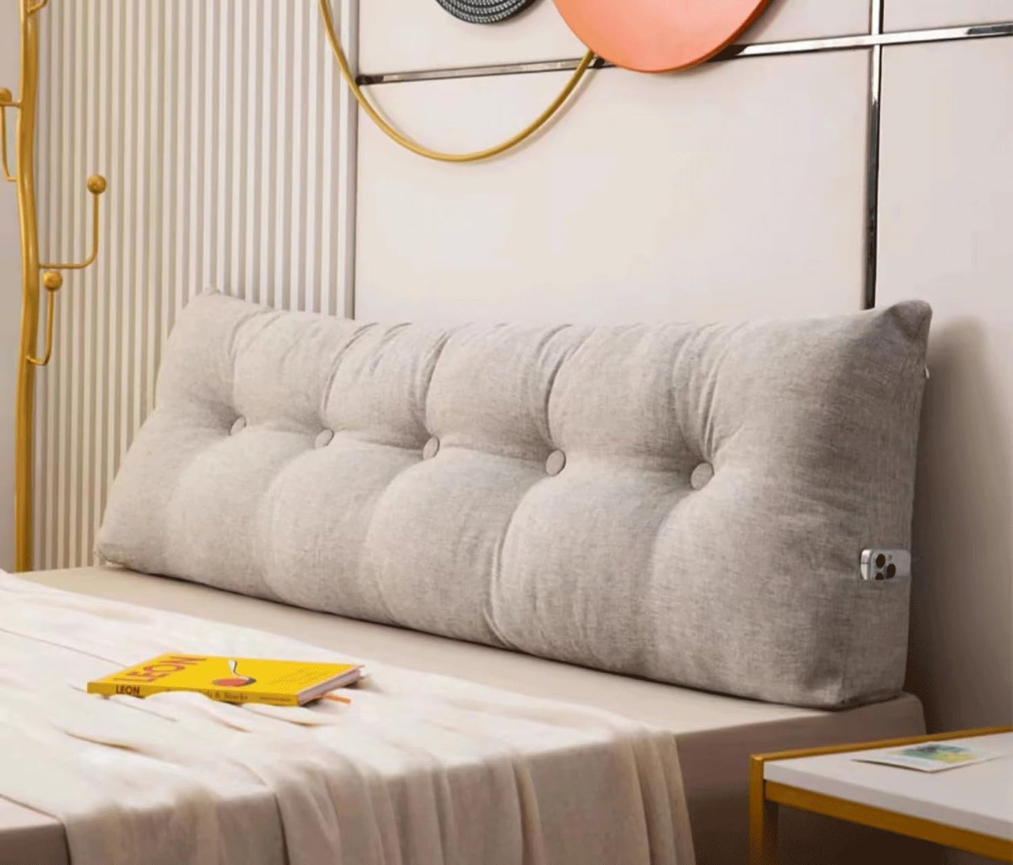 Bed Rest Pillow for Back Support, Headboard Cushion for Sitting Up in Bed, Comfortable Backrest for Reading, Watching TV, or Relaxing. (G 190X40cm)