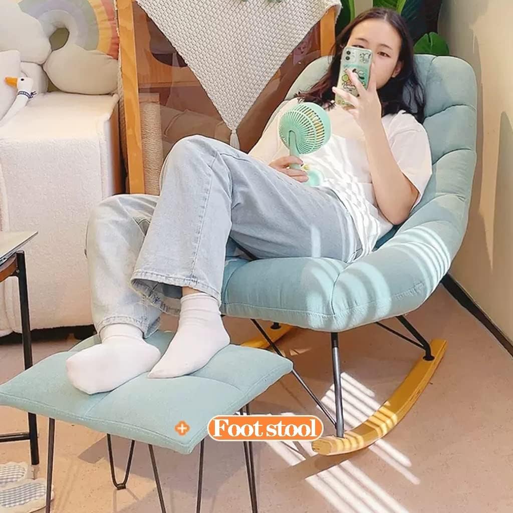 LSLYTQ Upholsted Velvet Rocking Chair Glid Chair Recliner Comfortable Mid Back Rock Chair w Solid Wood Base Lazy Sofa Chair for Living Room Bedroom