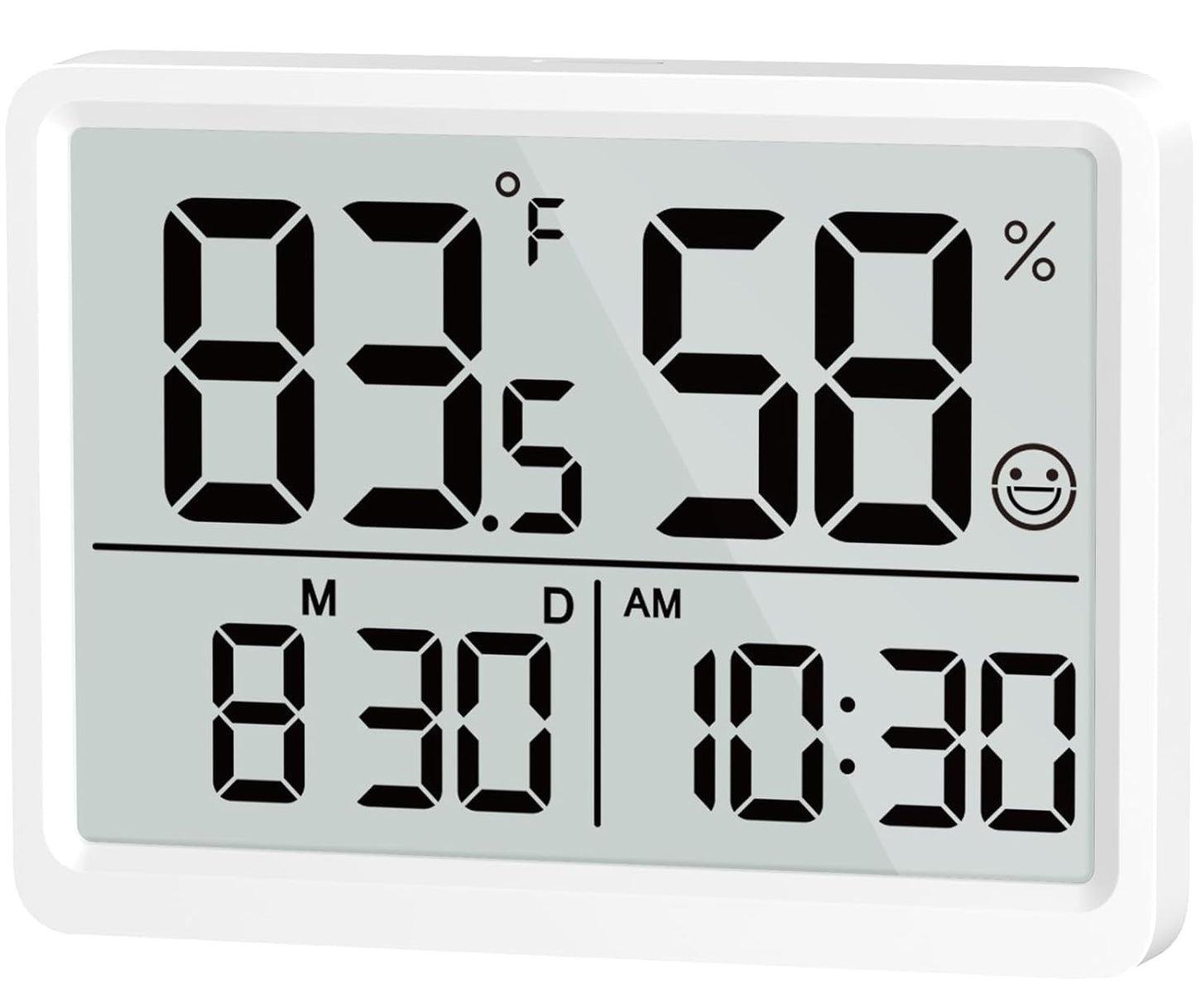 DOOMAY Room Thermometer Indoor - Hygrometer Temperature and Humidity Monitor with High Accuracy Sensor LCD Display Large Display Date Clock for Kitchen Baby Room Office (White)