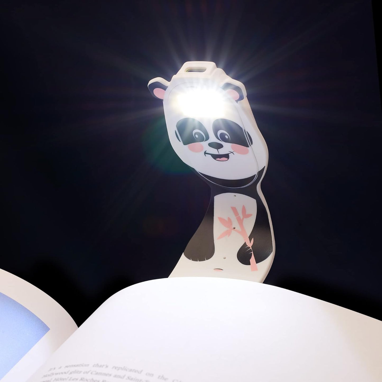 Gifts for Readers & Writers Rechargeable Book Light for Kids, Clip On Reading Light for Bed, 2in1 Flexilight Pals & Bookmark, 12 Hours of Light Once Charged, Includes USB Cable & 2 LED Lights, Panda