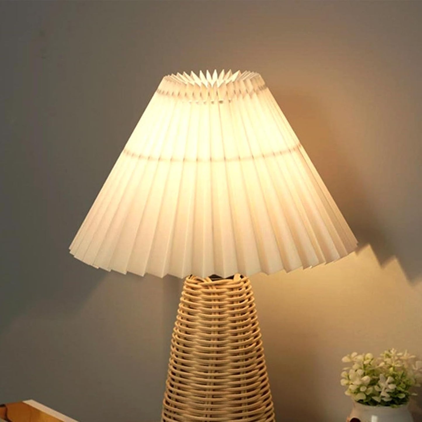 Desk Lamp, 2pcs Vintage Pleated Nightstand Lamp Soft Warm Bedside Lamp LED Lights with USB Cable Small Lamp for Living Room Decoration