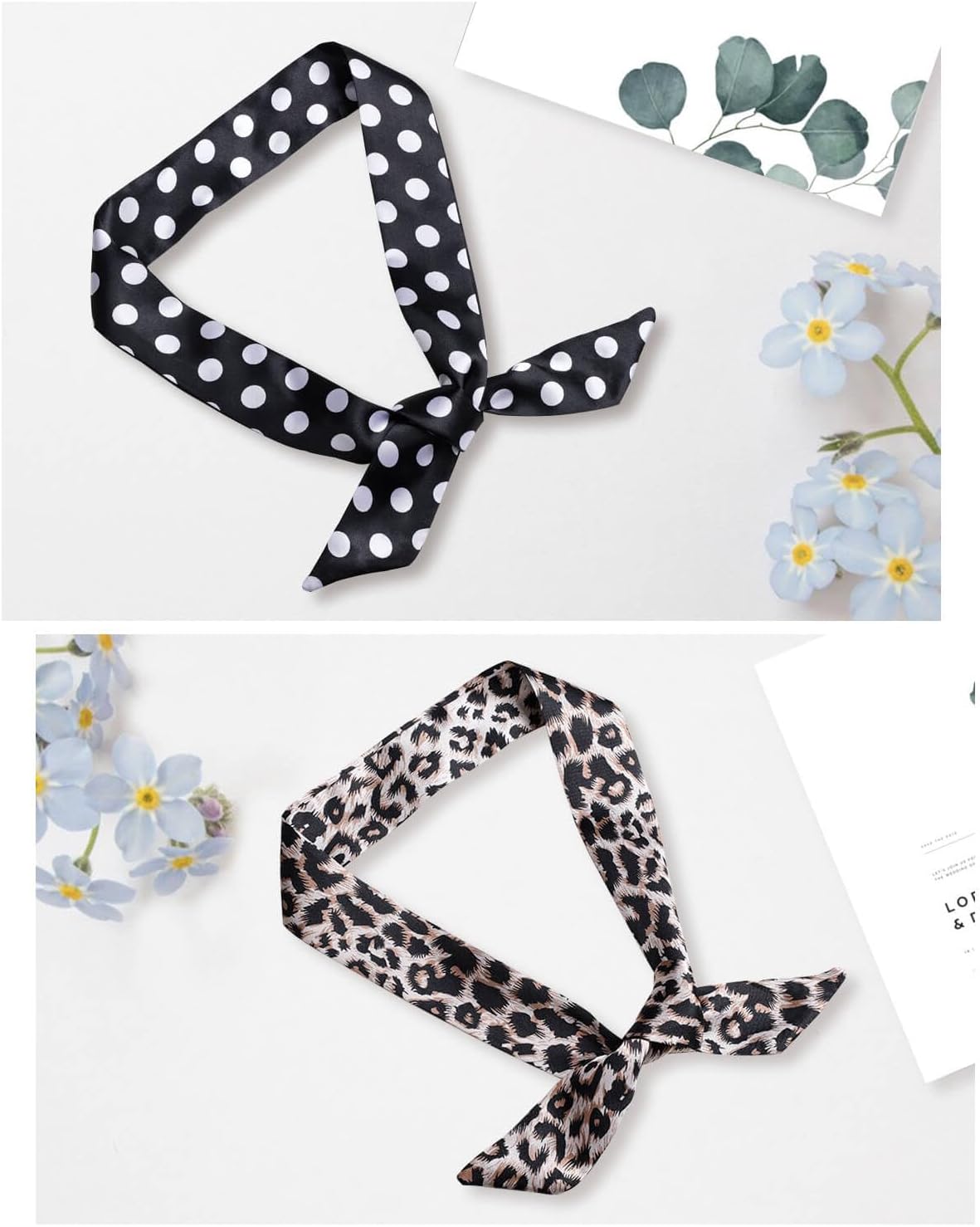6 Pack Scarf Bags for Women Narrow Handbag Handle Wrap Ribbon Neckerchief Scarf Hair Neck Scarves Fashion Gifts