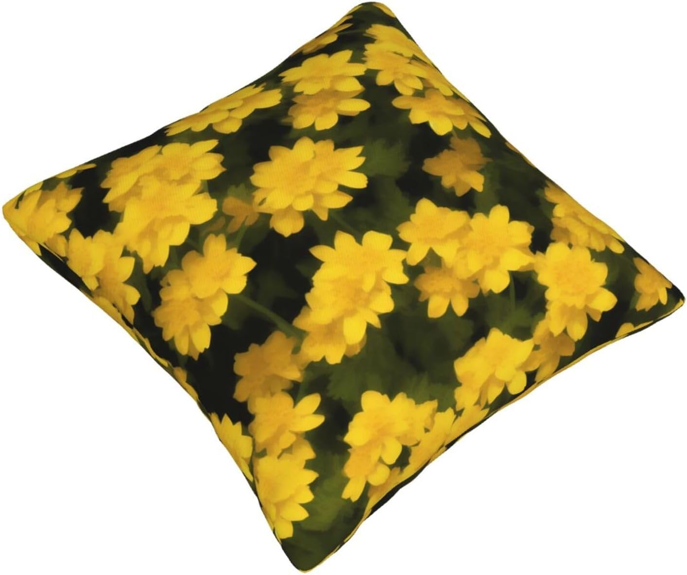 All-Season Square Pillow Covers 18"X18", Yellow Flowers, Decorative Throw Pillow Covers for Sofa Bed Couch, Hidden Zipper Cushion Cover, Square Lumbar & Accent Pillowcases for Home Decor