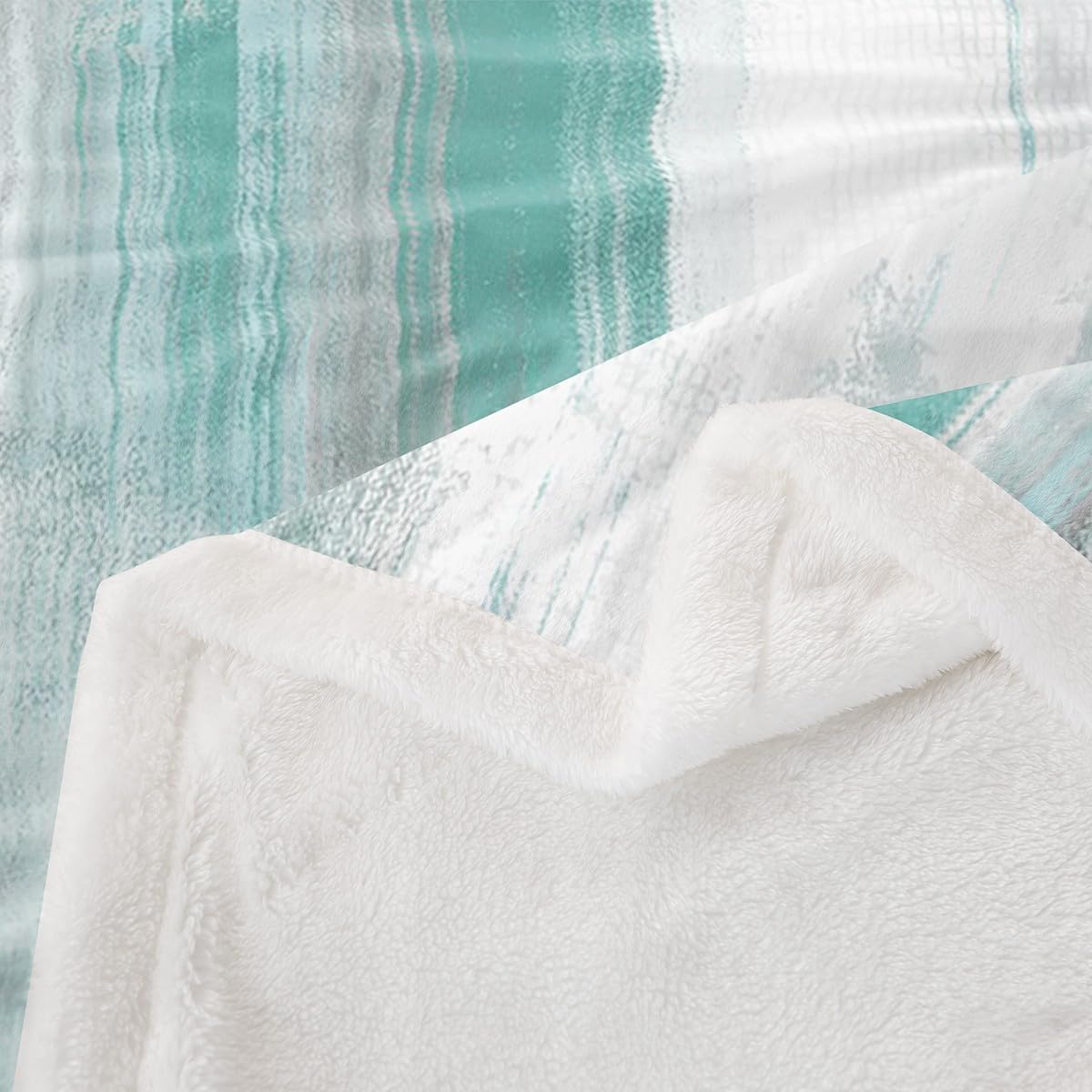 Feelyou Abstract Throw Blanket Modern Abstract Art Soft Fleece Sherpa Cozy Fuzzy Plush Warm Turquoise Gray White Fuzzy Plush Throw Turquoise 40"x50" for Bed Couch Living Room