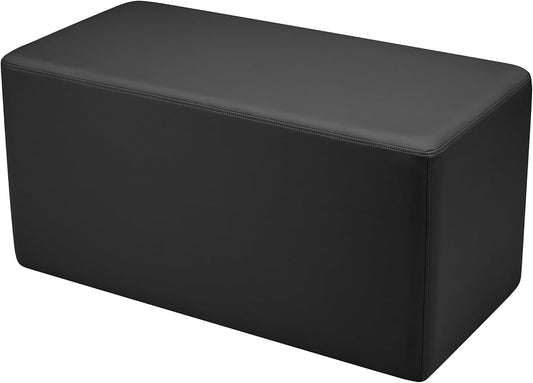 FDP Pro Series 36" x 18" Rectangle Accent Ottoman Bench (18" Height); Hand Upholstered Commercial Furniture for Hotel Lobby, Office, Restaurant and More; Seating, Footstool, Table Use - Black