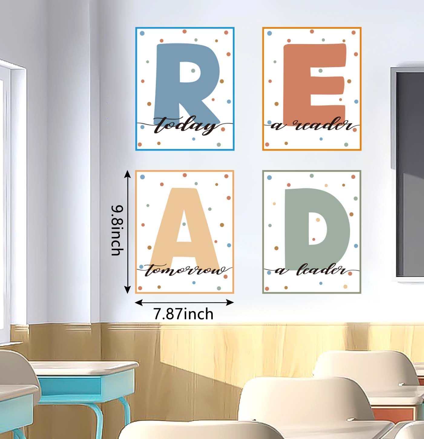 AVXINSOK Boho Reading Posters for Classroom Decorations Read Sign Bulletin Board Set for Pre-School Elementary Middle School Reading Room Library Wall Decor