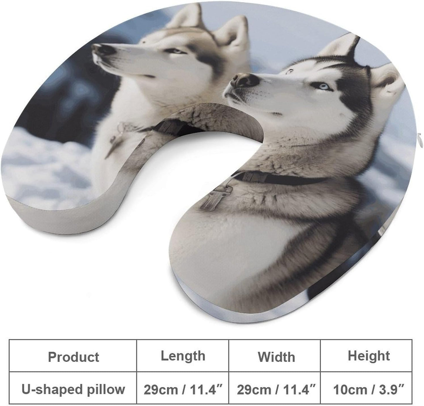 Husky Dogs Neck Pillow Memory Foam U Shaped Pillows Portable Pillows for Shoulder Travel Head Support Pillow with Concealed Zipper for Airplane Car Home Office