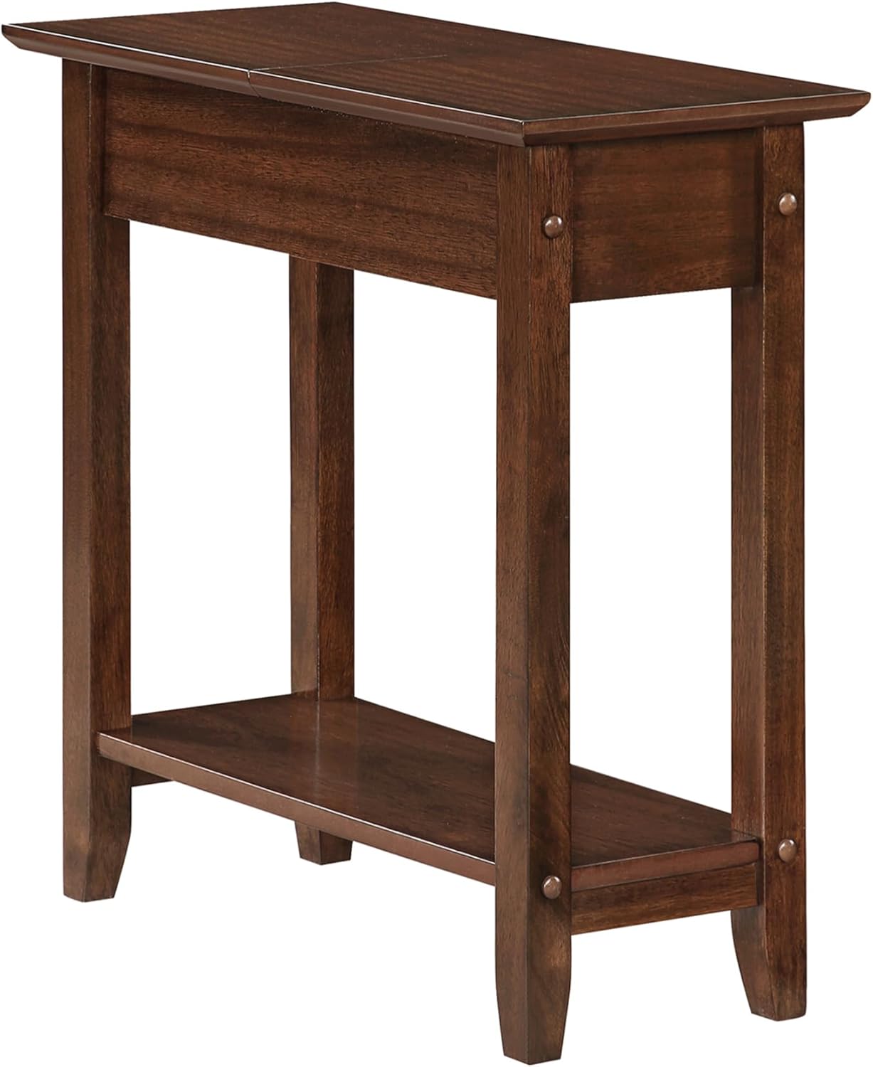 Convenience Concepts American Heritage Flip Top End Table 23.25" - Classic Narrow Chairside Accent with Hidden Storage & Lower Shelf for Traditional, Modern Living Room, Espresso