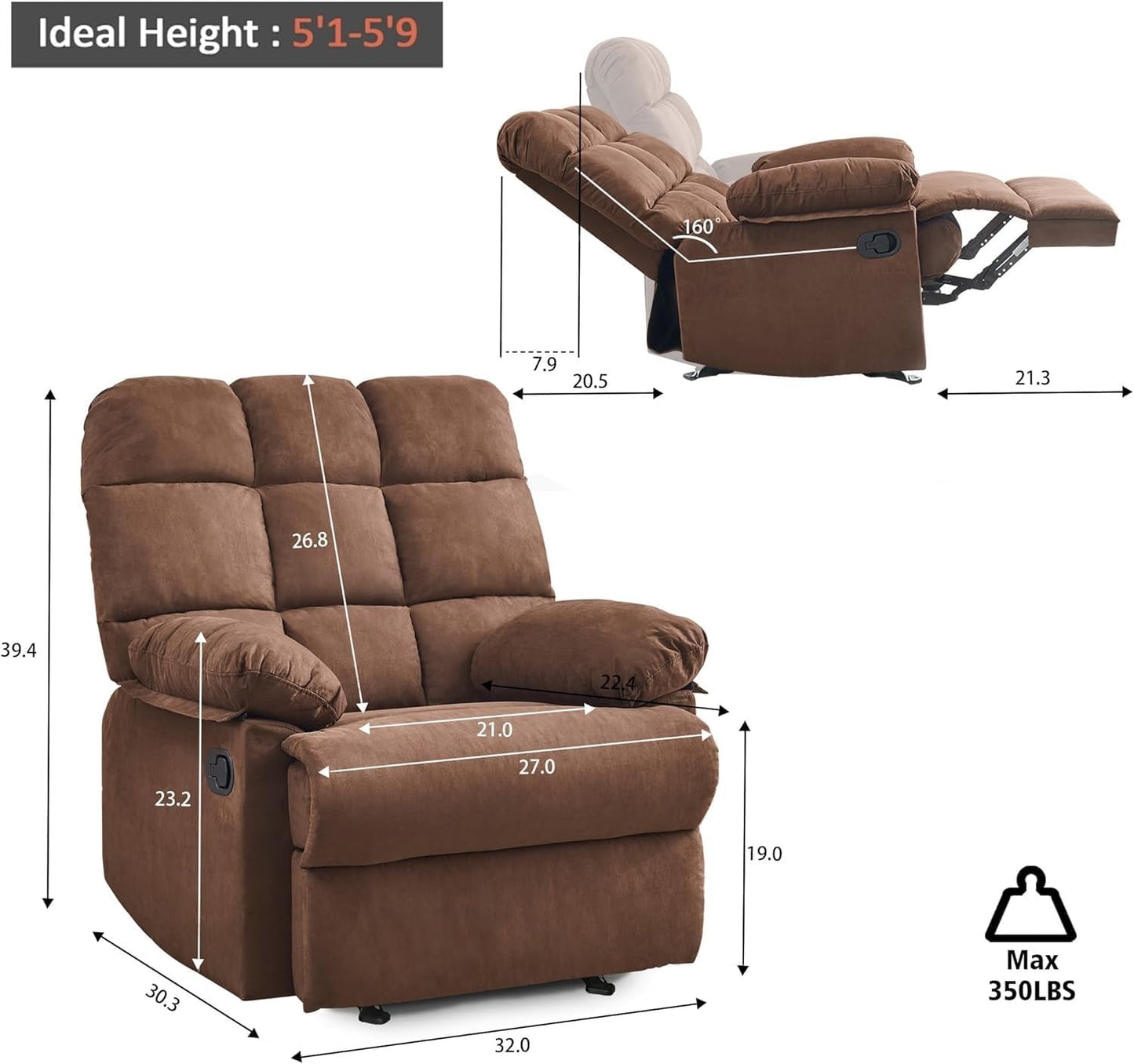 Oversized Elderly Power Lift Recliner Chair, Large Manual Recliner Sofa for Adults, Leisure Home Theater Seating Sofa with Massage and Heated(Blue)