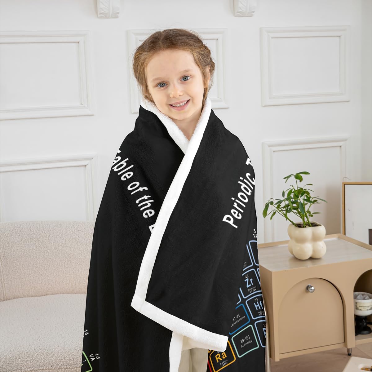 Erosebridal Chemistry Theme Sherpa Blankets Throw Size, Periodic Table of Elements Throw Blanket, Science Chemistry Lovers Plush Bed Blanket for Kid Teens Boys Man Bedroom Decor Sherpa Blanket, Black