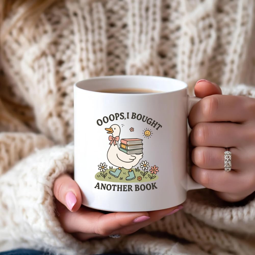 MissDaisy-Funny Book Lover Mug, Cute Reading Coffee Cup, Gifts for Readers, Librarians, Teachers, Bookworms & Introverts, Book Humor Animal Design (Bought another book)