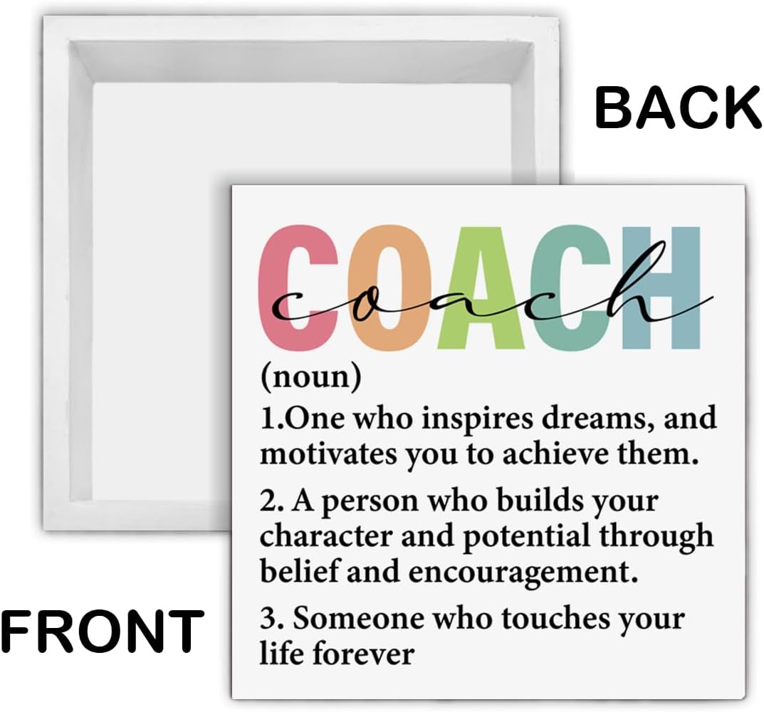 Coach Gifts for Women, Gifts for Volleyball Cheer Dance Coach Definition Wood Block Sign Home Office Desk Shelf Decor
