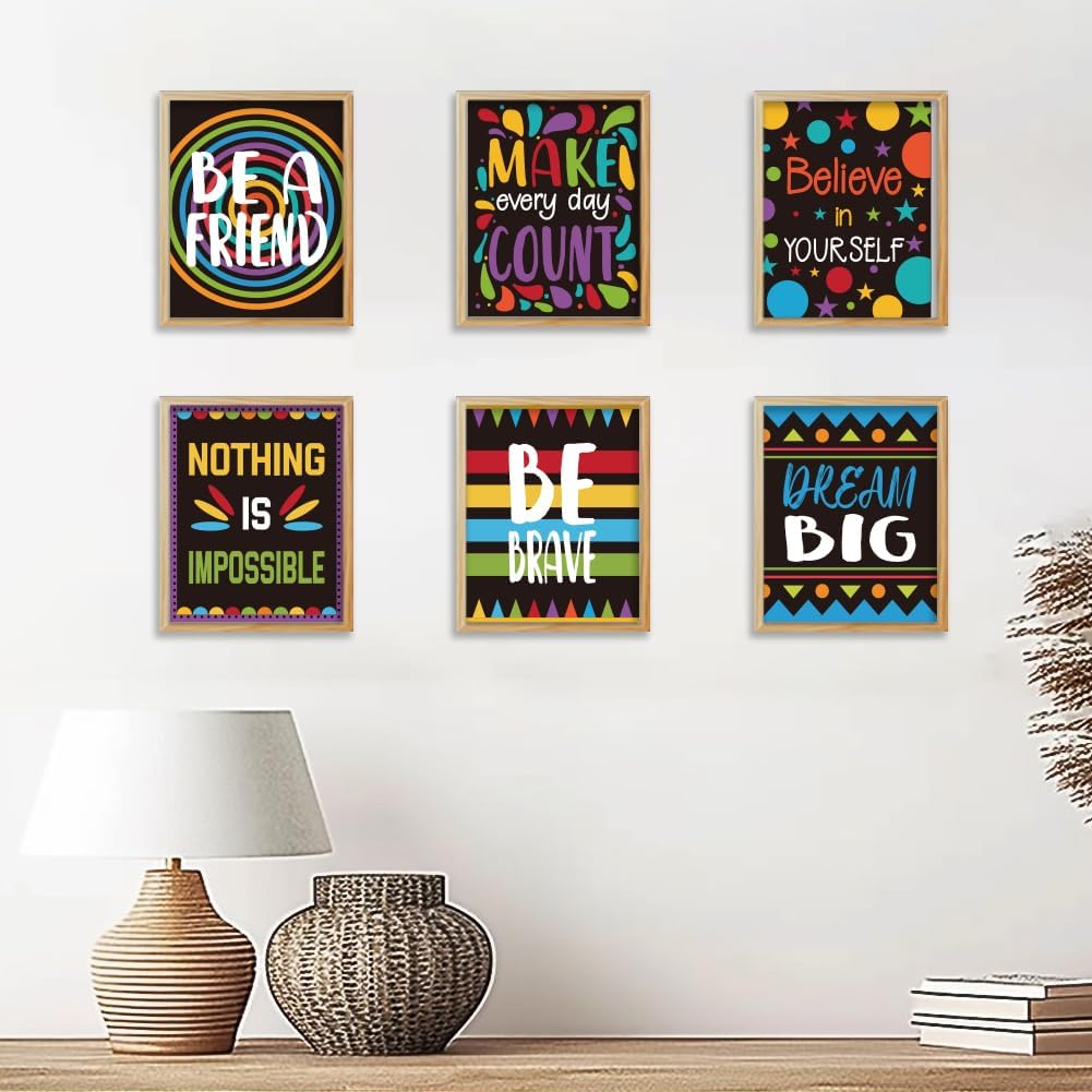 WEBEEDY 9 Pcs Motivational Posters Believe in Yourself Inspiring Canvas Wall Art Decor Boho Aesthetic Prints for Wall Decor Unframed,20x25cm/8x10 Wall Art for Living Room Bedroom Office Library Decor