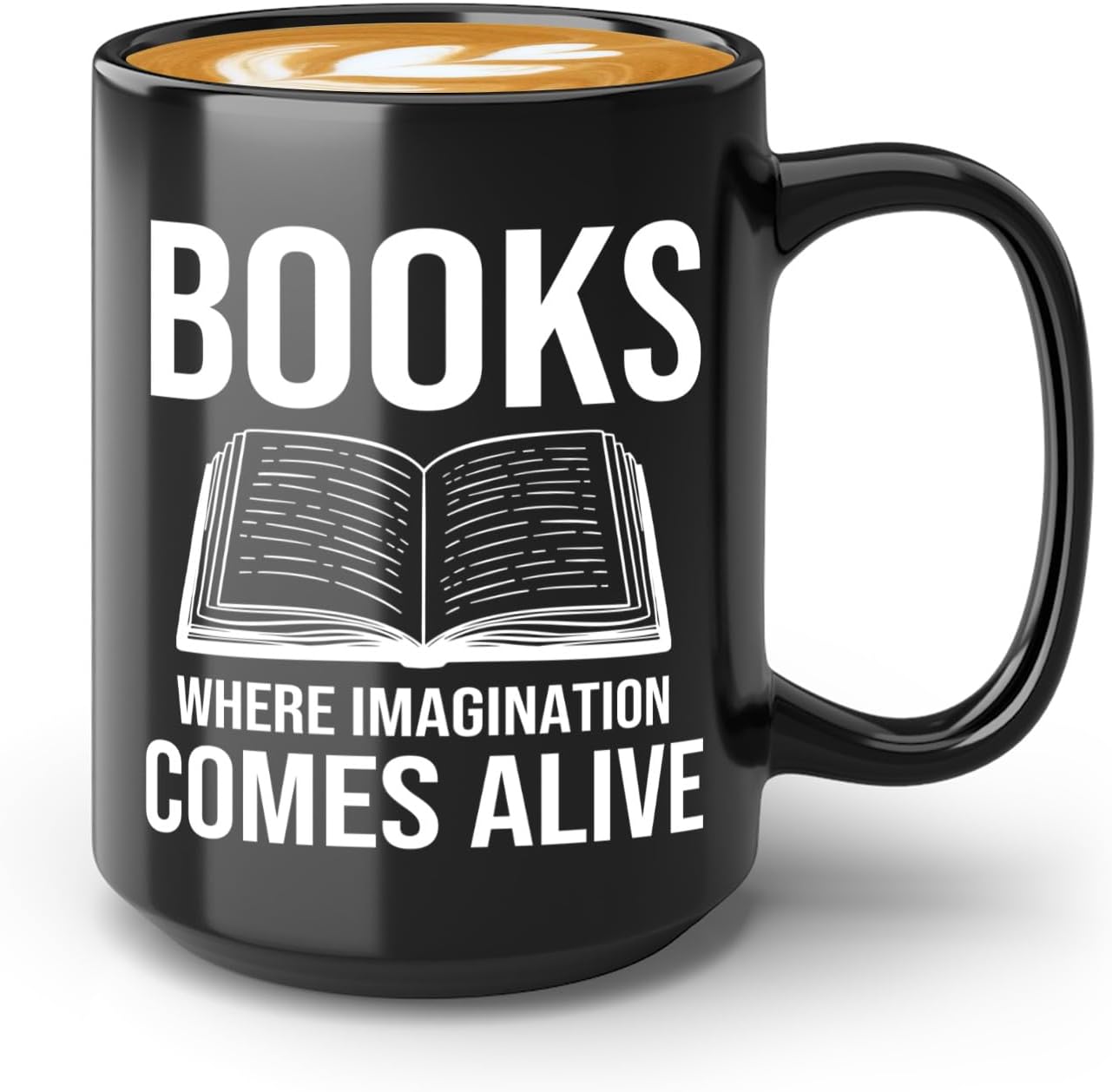 Book Lover Coffee Mug 15oz Black -Books Where Imagination - Bookworm Literature Library Book Lover Reader Booked Editor Intellectual Studious