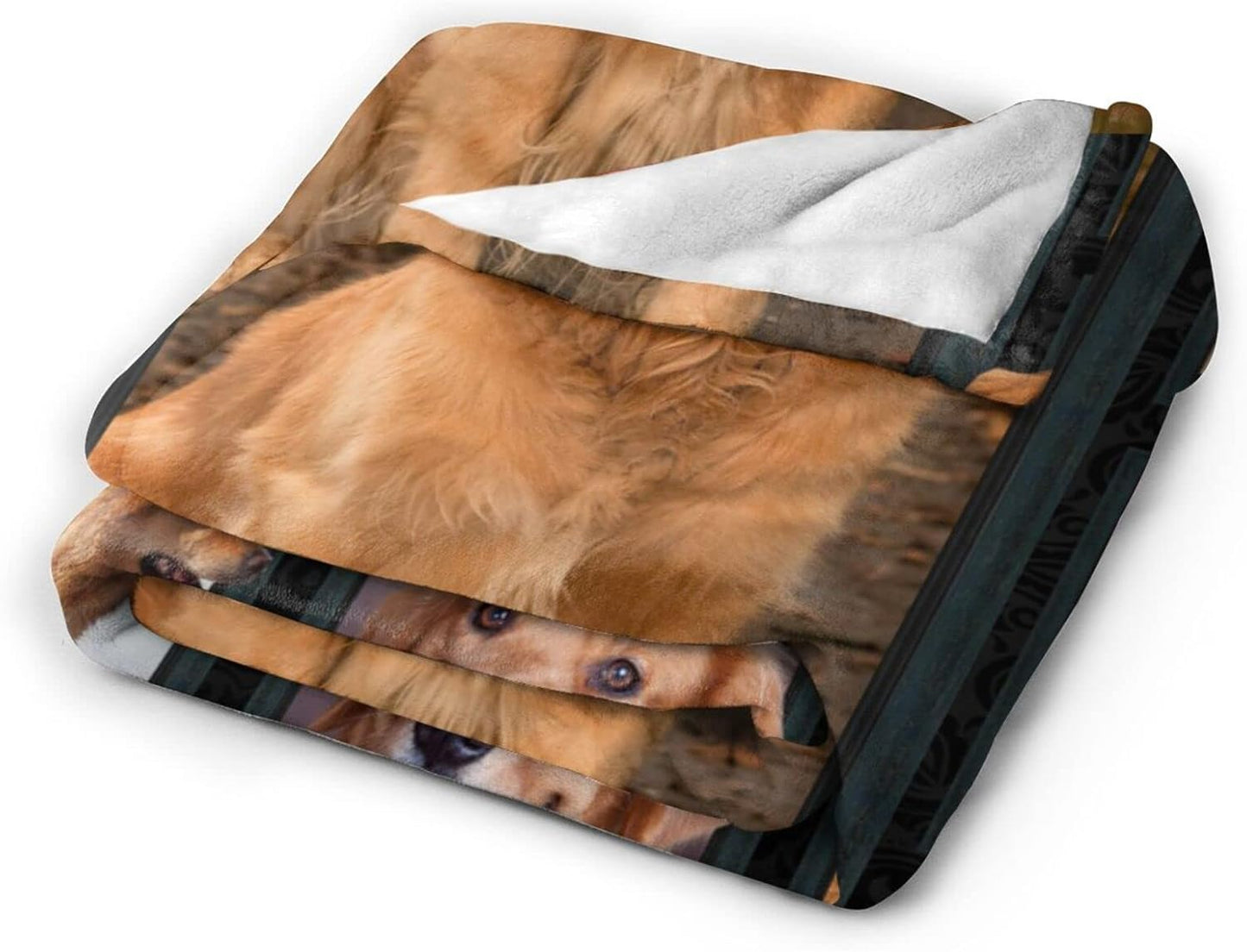 Cute Clever Golden Retriever Lovely Golden Dog Printed Ultra-Soft Throw Blanket Home Decorative Blanket for Living Room Bed Sofa