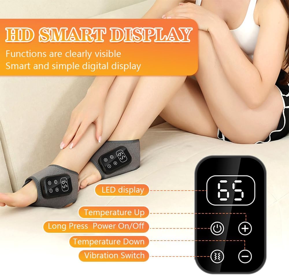 Foot Advanced Renew Triple Method Massager, with 5 Vibration Modes and 6 Heat Levels, Suitable for Reduce Fatigue and Plantar Fasciitis, Travel & Home Use（Grey 2pcs）