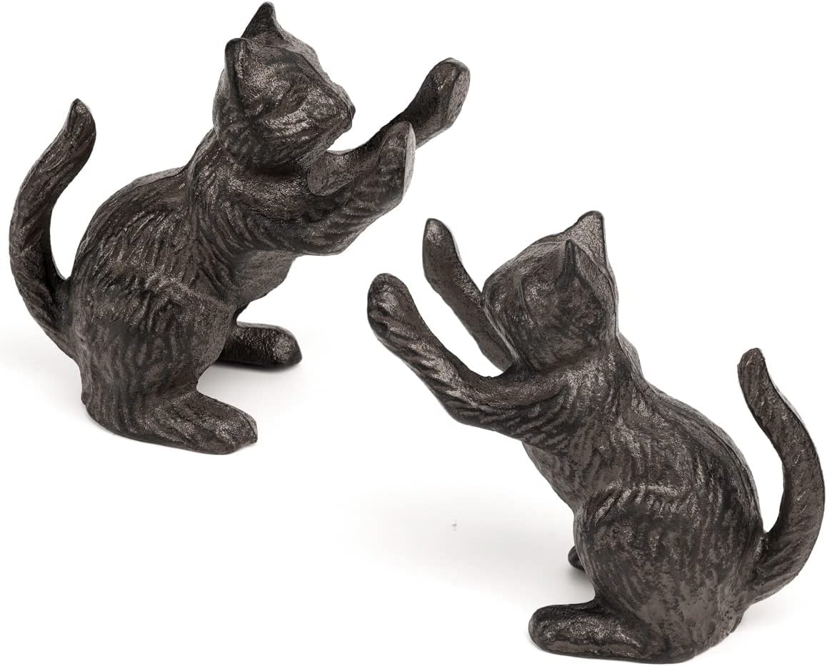 Ambipolar Cat Decorative Bookends, Unique Book Ends to Hold Books Heavy Duty for Office Desk, Vintage Antique Black Home Decor, Shelf Decoration, Modern Living Room Decor