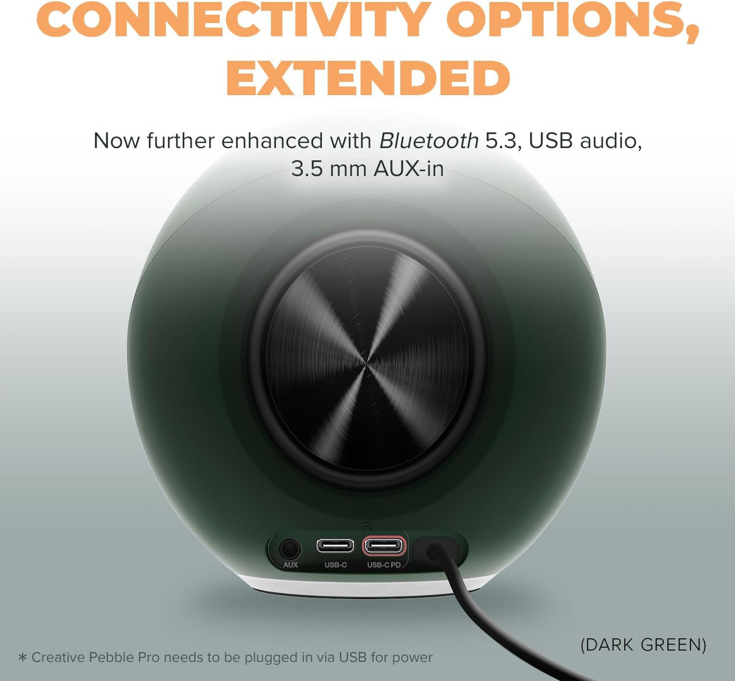 Creative Pebble Pro (Black) Minimalist 2.0 USB-C Computer Speakers with Bluetooth 5.3 and Customizable RGB Lighting, Clear Dialog and BassFlex Tech, USB Audio, Headset Port, for PC and Mac