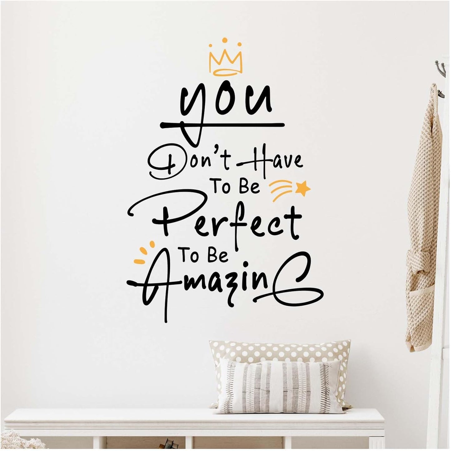 CEYAZYE Motivational Stickers - You Don't Have to Be Perfect to Be Amazing Wall Decals Peel and Stick, Inspirational Quotes Vinyl Stickers, 17×24 inch Wall Decor for Living Room Bedroom Office