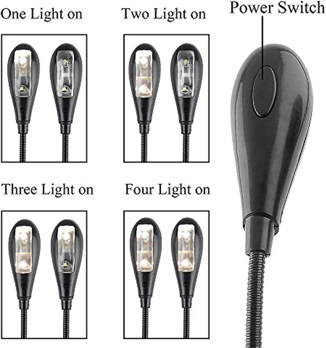 Music Stand Light/Led Book Reading Light/USB and Battery Operated Light/Portable Lights for Piano Travel E-Reader & Bed Headboard-Eye Friendly with Dual Arms