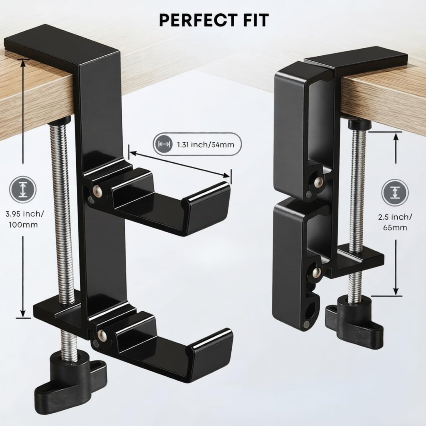 JAKO New Foldable Headphone Stand for Desk, Aluminum Alloy Headphone Holder - Headset Stand Hook Space Save Mount, Universal Fit PC Gaming Headsets Holder Under Desk Clamp for Office, Computer Table