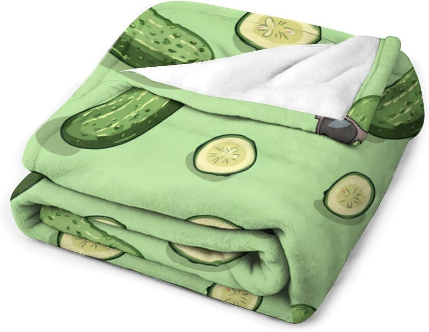 Cute Pickle Throw Blanket for Couch Bed Plush Cozy Fuzzy Flannel Blanket for All Season 66"x90"