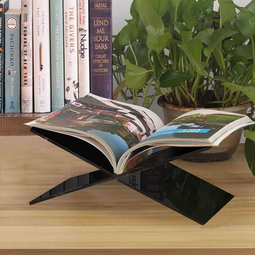 SK Acrylic Book Stand Large - 6 x 12 x 6 - Quran Holder - Coffee Table Book Stand - Cookbook Stand for Kitchen - Home and Table Decor