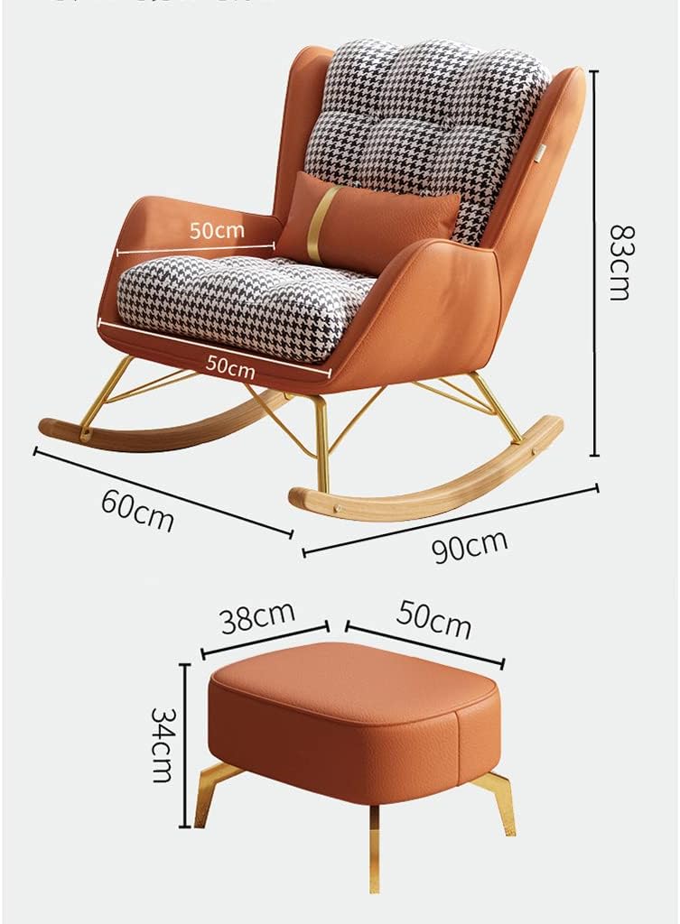 LSLYTQ Upholsted Rocking Chair - Rock WCotton Linen Cushion, Comfy Backrest & Seat, Single Rocking Chair for Living Room, Bedroom, Lounge, Office