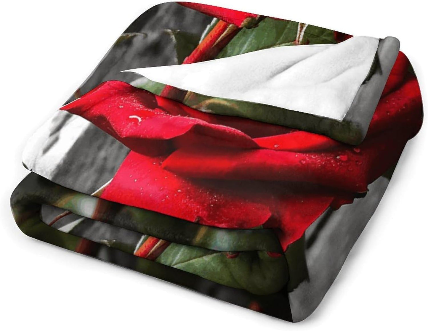 Blooming Red Rose Throw Blanket for Couch Super Soft Warm Lightweight Throw Blankets Cozy Flannel Bed Blanket Cute Decorative Blankets for All Seasons Home Decor Gift 50"*60"（130 * 150cm）