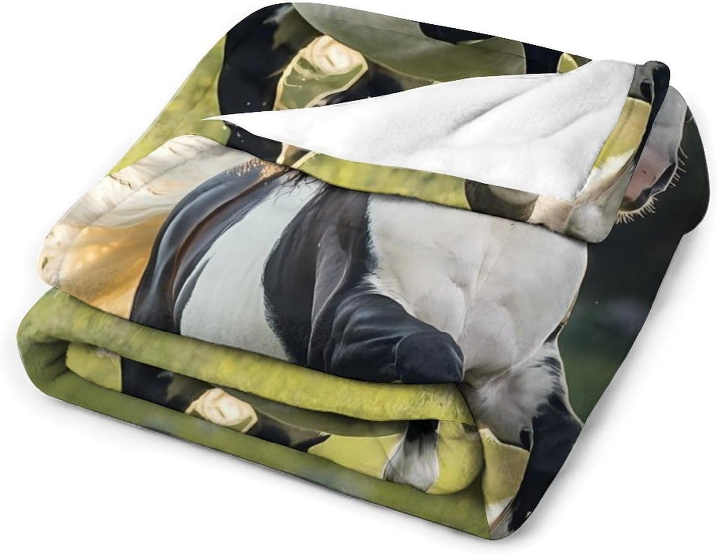 Black and White Horses Throw Blanket for Couch Bed Plush Cozy Fuzzy Flannel Blanket for All Season 70"x80"