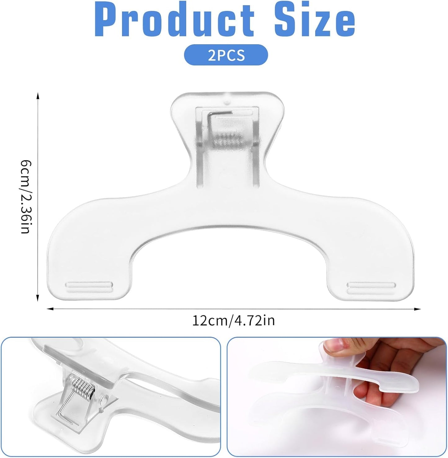 2Pcs Book Clips, Book Weight Page Holder, Transparent Book Clips to Hold Book Open Portable Reading Book Page Holders for Office Home Teachers Students Book Lovers Reading Fixing Book (White)