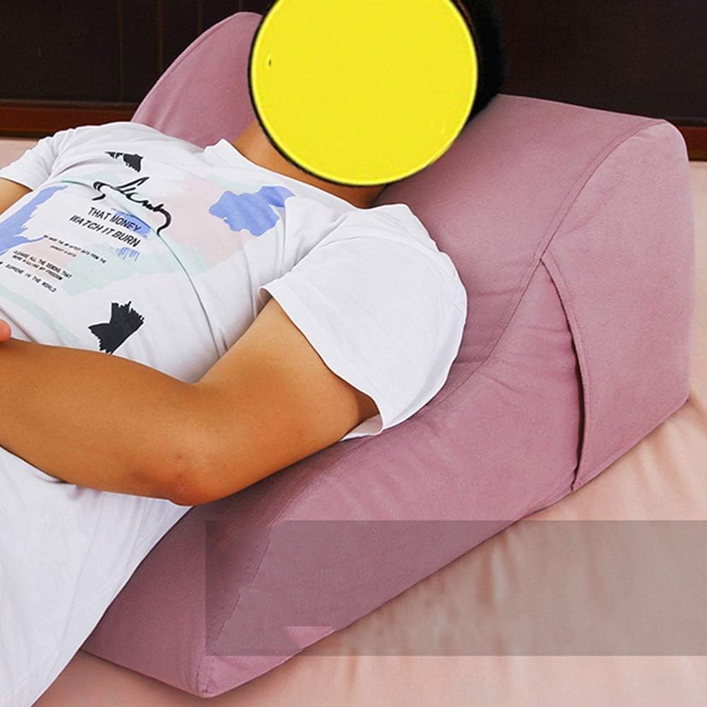 Memory Foam Bed Wedge Pillow for Sleeping Or Reading Leg Elevation Back Support 3 Colors (Colour: Pink Size: 60x55x30cm) (Gray 60x55x30cm)