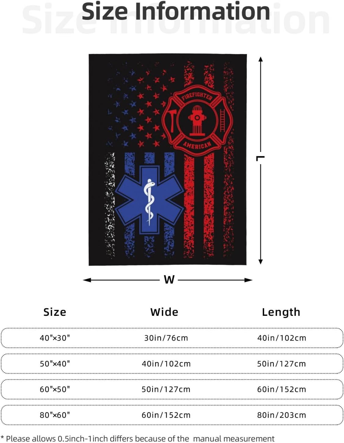 EMS Firefighter Blanket 80"x60" Soft Cozy Firefighter Gifts Blankets Warm Lightweight Plush Fleece Throws EMS Gift for Men Women