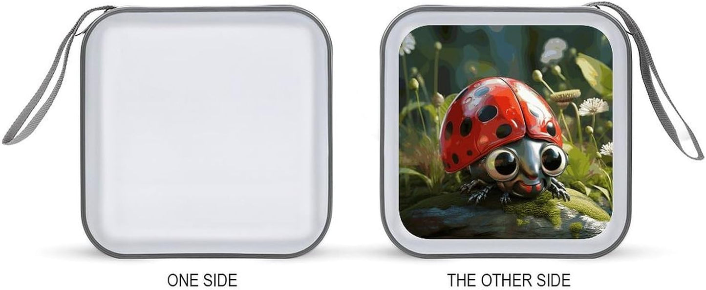 Cartoon Ladybug CD Case 40 Capacity Case Zipper CD Collection Bag with Handles Cover DVD Storage Hard Plastic DVD Disc Cases Storage Binder for Car Home Office Travel