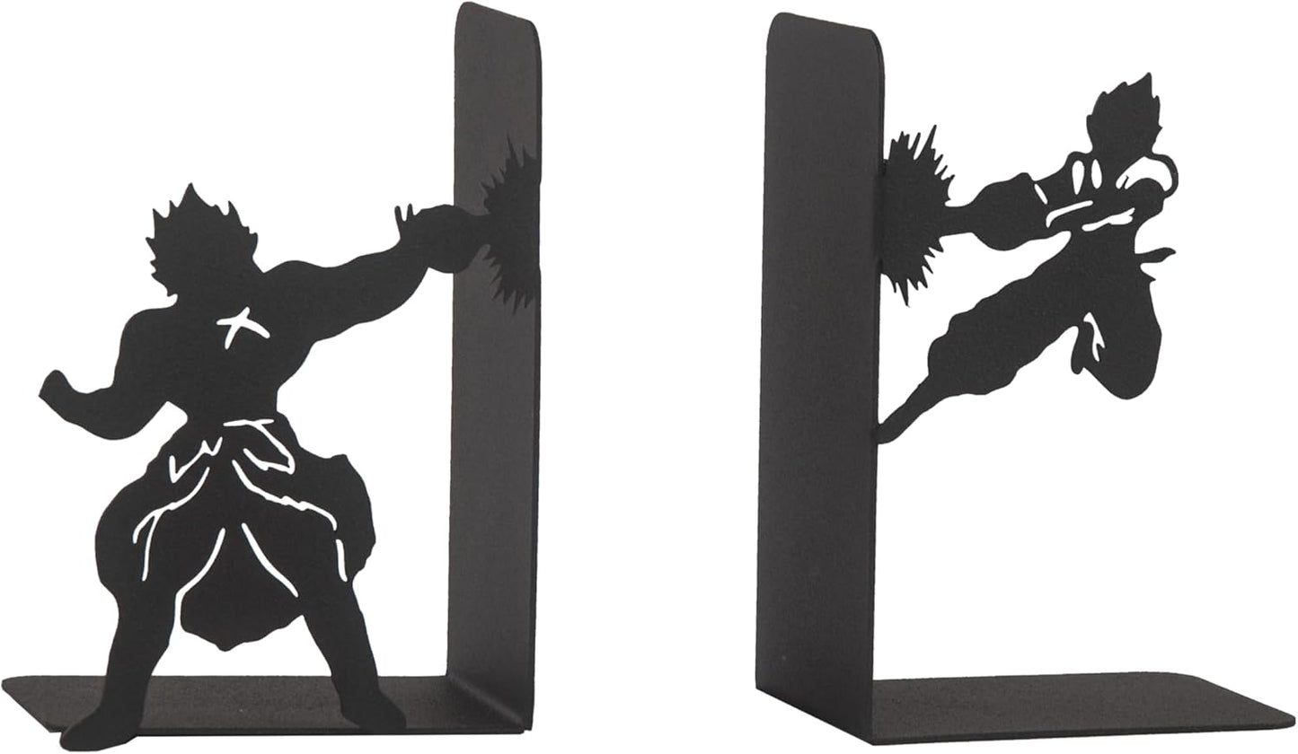 Anime Battle Scene Metal Bookends, Superhero Heroes Book Ends for Kids, MangaThemed Book Holders, Dragon Fighters Anime Heros Bookends Gift for Kids, Animation Heroes Book Stand