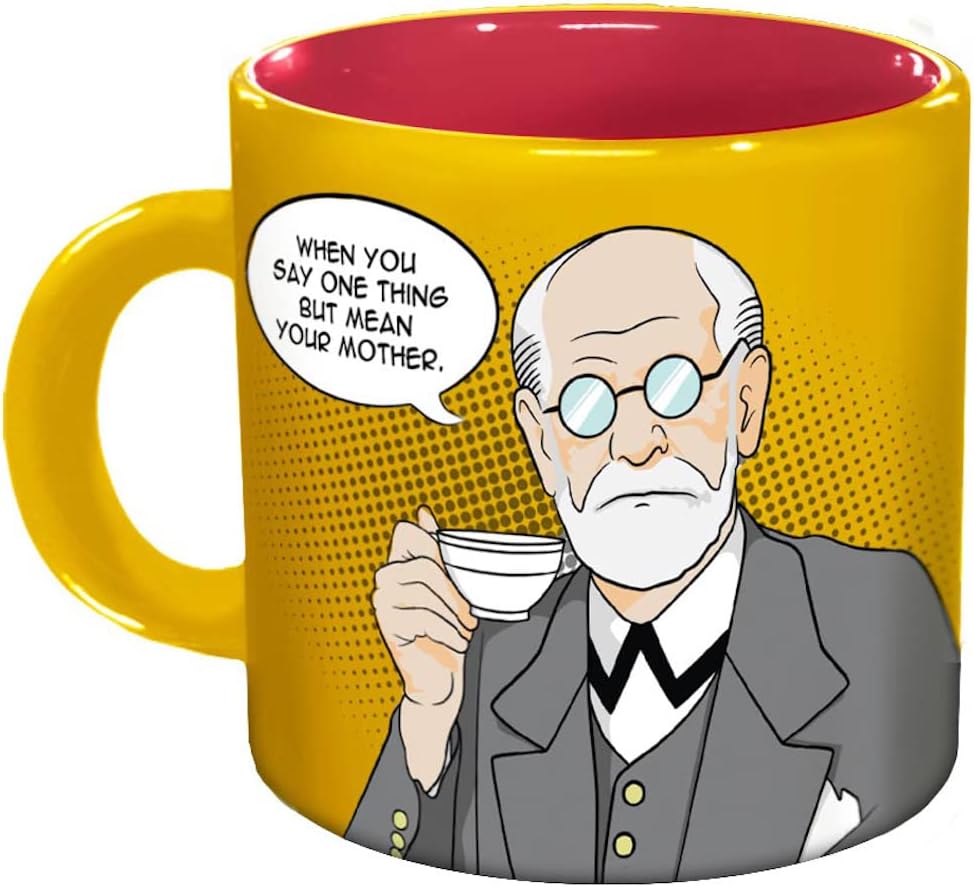 The Unemployed Philosophers Guild Freudian Sips Coffee Mug - Drink Your Coffee and Undo Years of Repression, Comes in a Fun Gift Box, 12oz