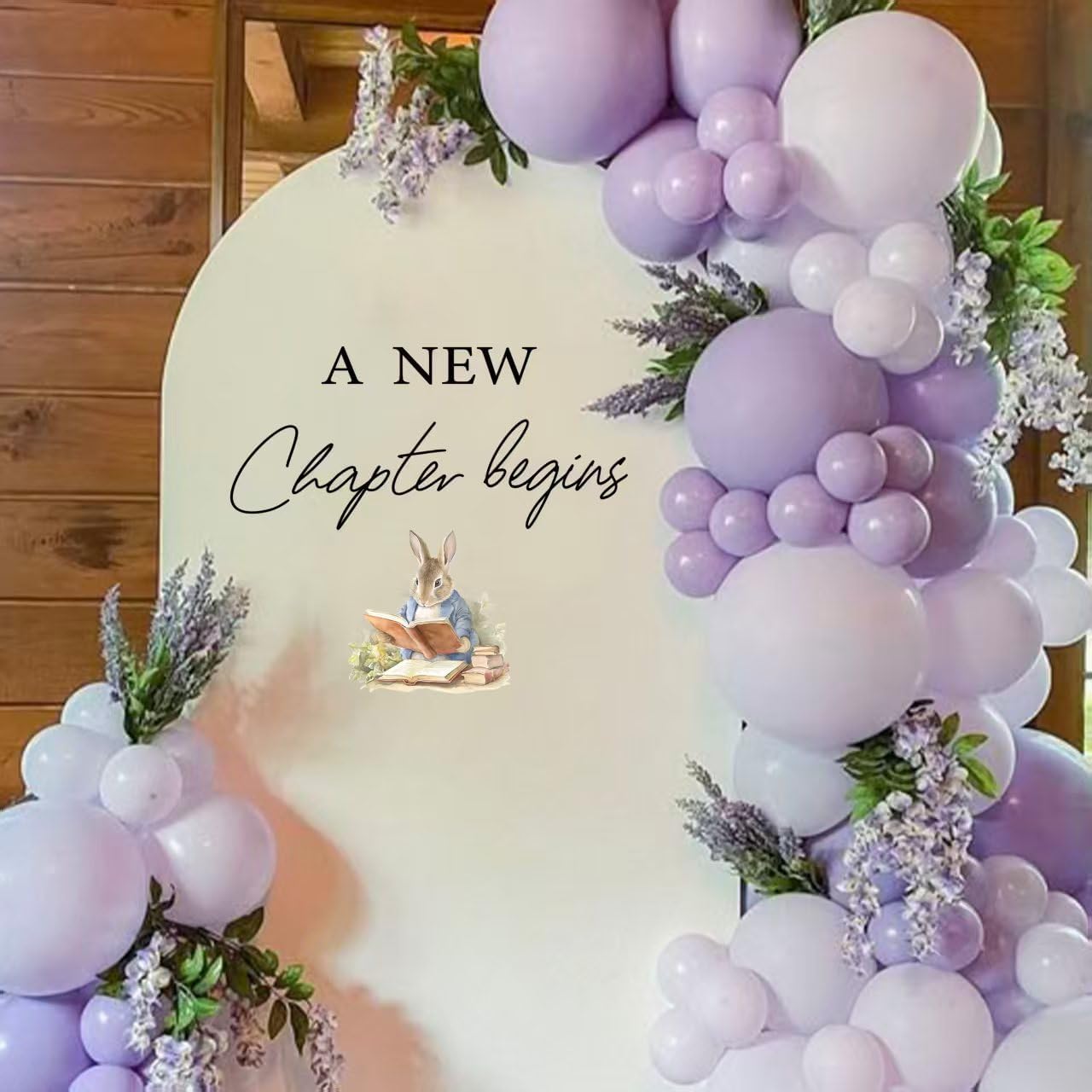 A New Chapter Begins Wall Decal - Spring Easter Party Bunny Stickers, Cute Rabbit Reading Theme Decorations for Baby Shower（Black)