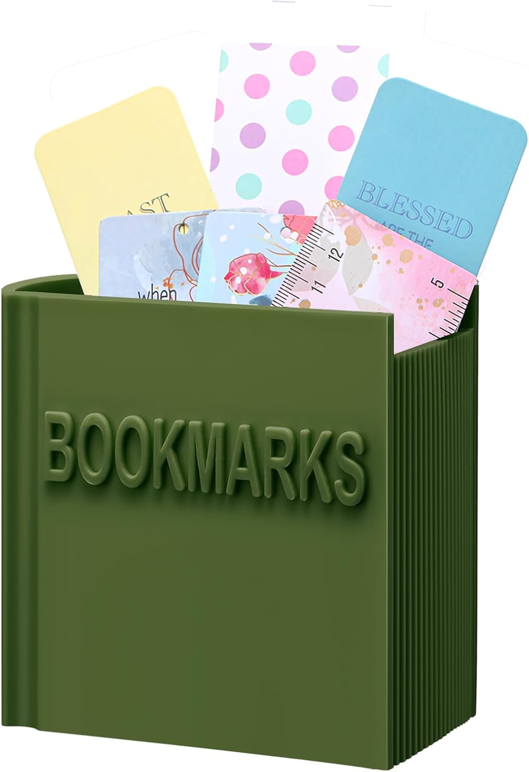 Honeydak 3D Printed Book Shaped Bookmark Holder Book Lover Gift Bookish Accessory Office Desk Supplies Funny Bookmark Accessories End of Year Gift for Teacher(Green)