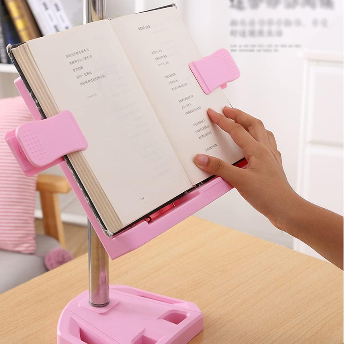Book Stands and Holders for Reading Book Stand Flexible Folding Document Holder Adjustable Reading Height and Angle for Hard Covers, Paperbacks for Kitchen and Office