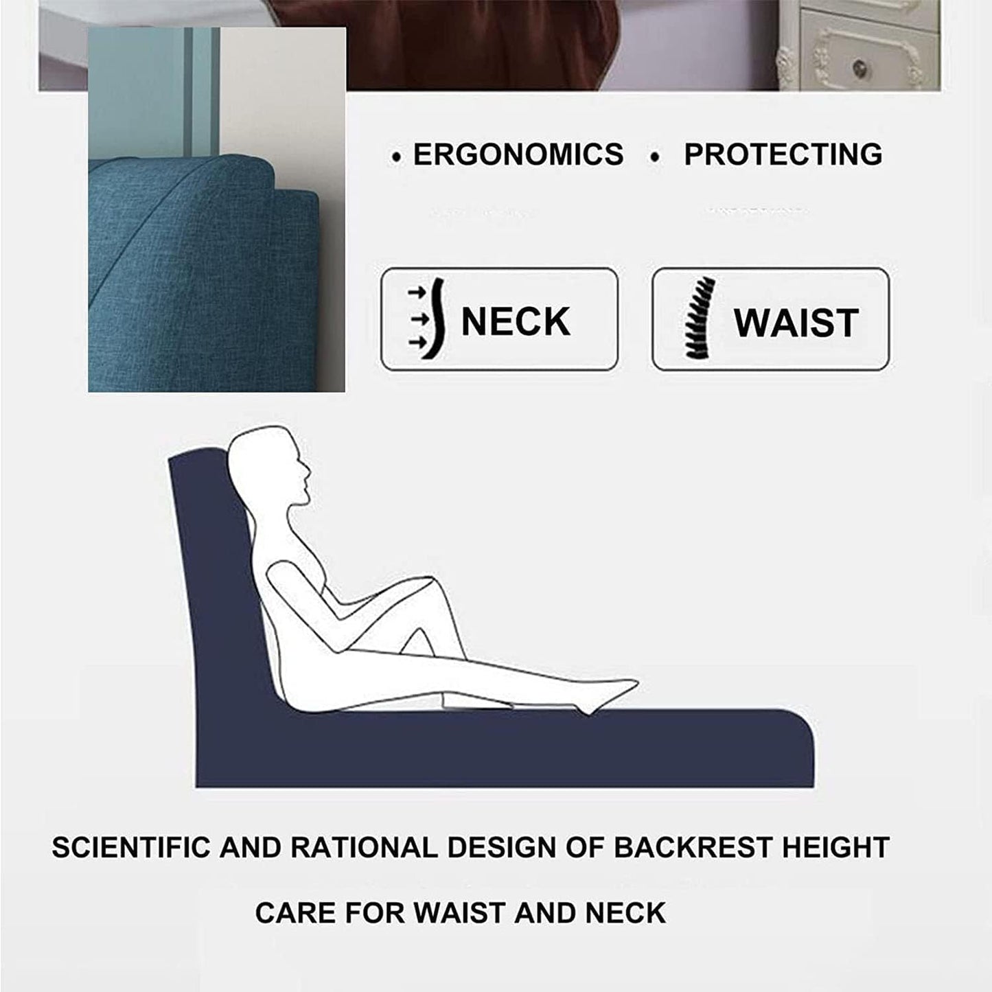 King Size Headboard Cushion Bed Backrest,Lumbar Pad Soft Case Crash Cushion Wall Pillows Removable Cover(Size:47.2x23.6x2.4/120x60x6cm,Color:C)