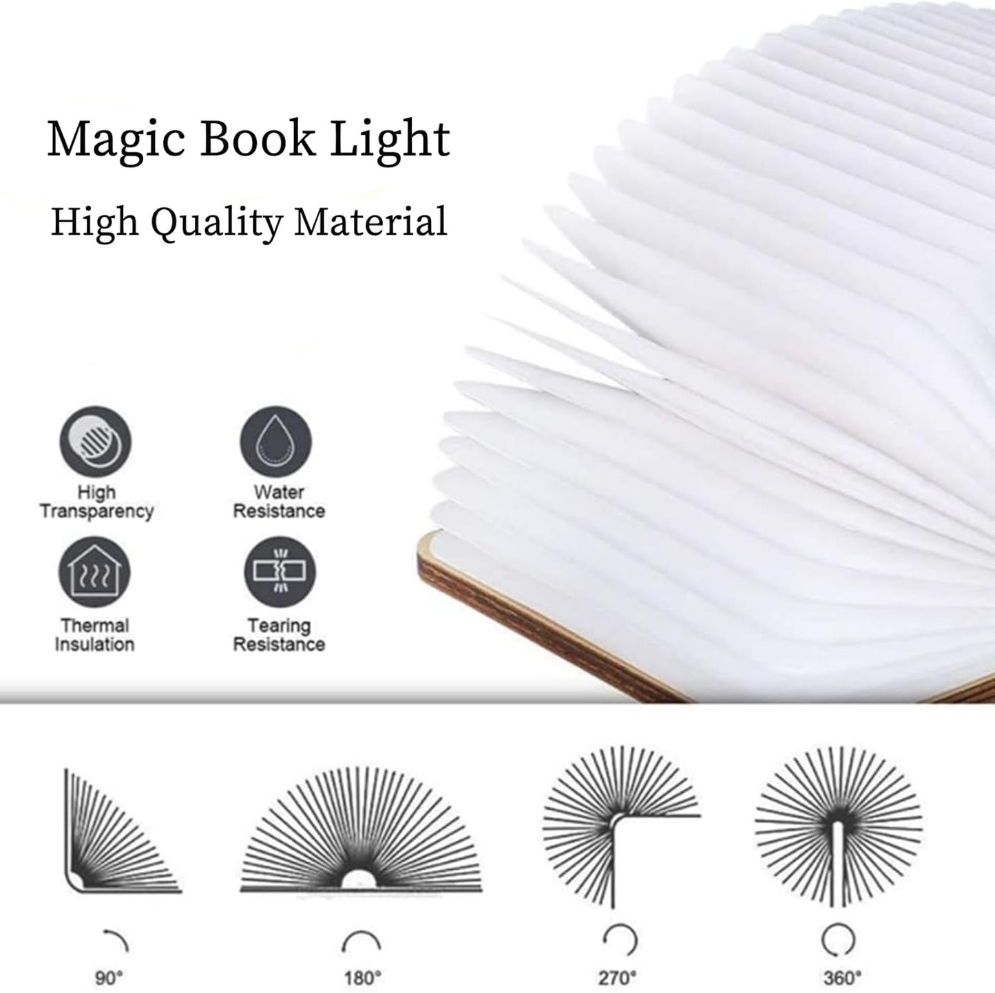 7 Colors Mini Book Lamp, USB Rechargeable Book Shaped Lamp, Portable Wooden Folding Book Lights, Creative Gifts Novelty LED Paper Lantern, Home Decor for Girl Family Friends (Size: 4.7×3.5×0.9in)