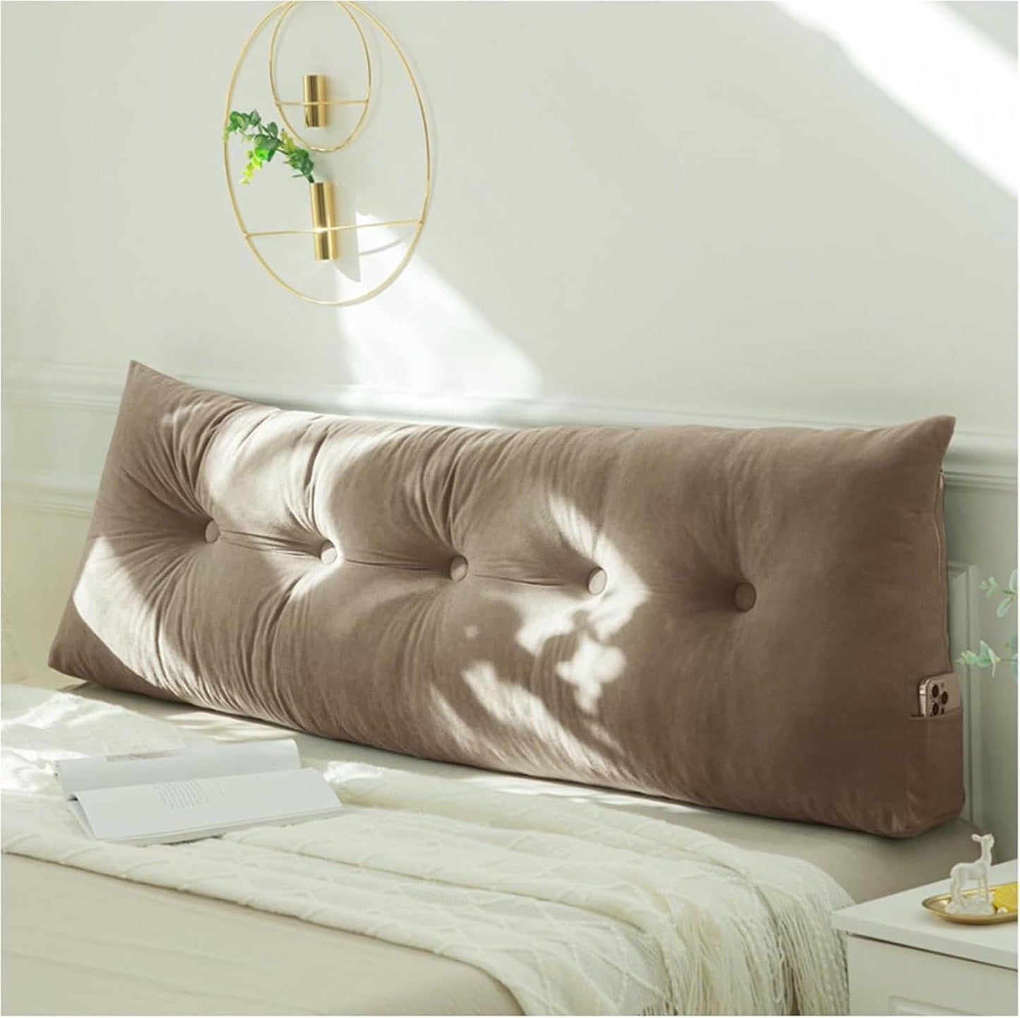 Headboard Bolster Pillow, Large Bolster for Bed Rest Reading Pillows Backrest Pillows, Wedge Pillow Headboard Triangle Back Support Reading Pillow
