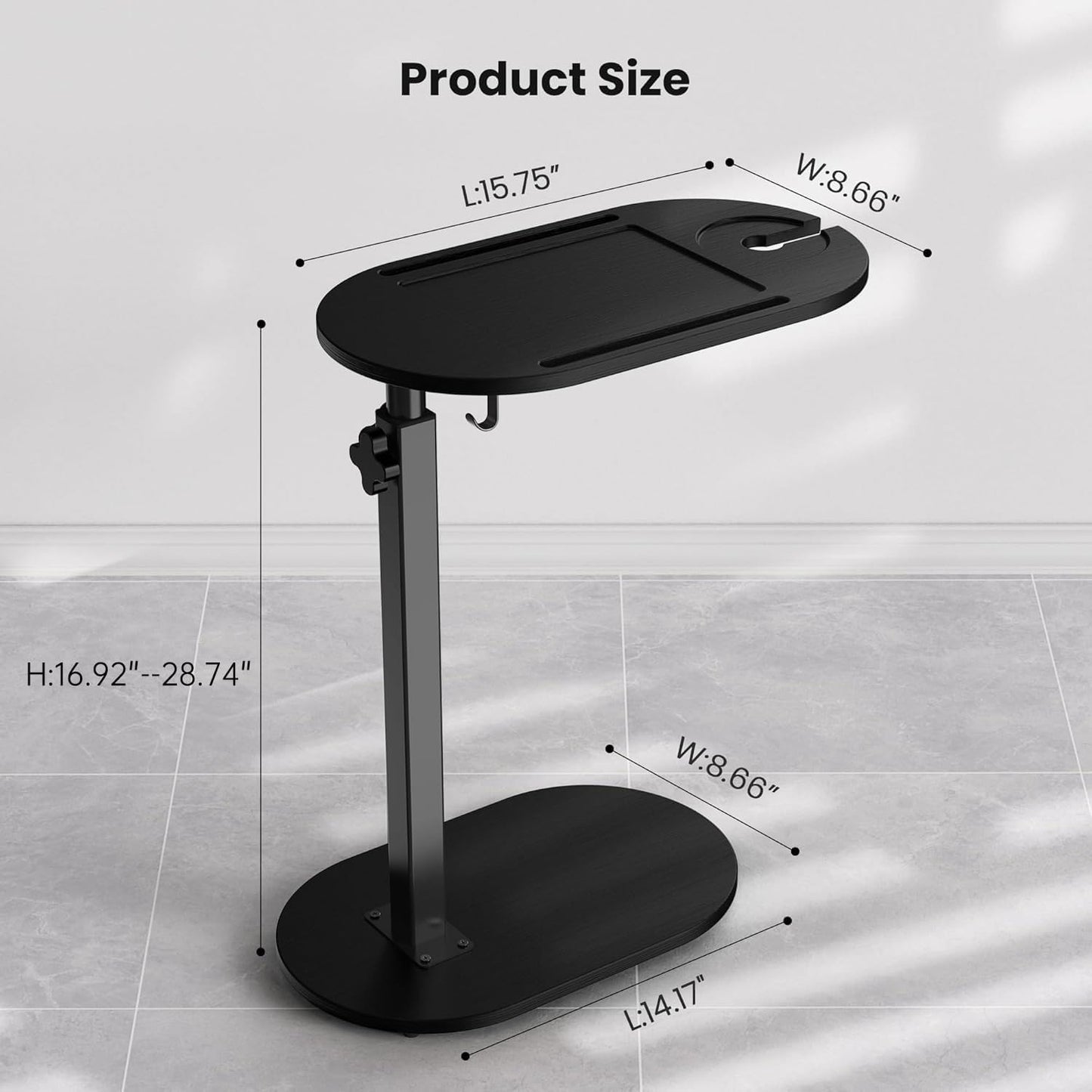 Bamboo Bathtub Tray Table with Adjustable Height,Freestanding Bath Caddy Side Table， Tub Shelf with Wine Glass Phone Holder, Suitable for Luxury Spa ，House Warming Gift and Bathing Reading（Black）